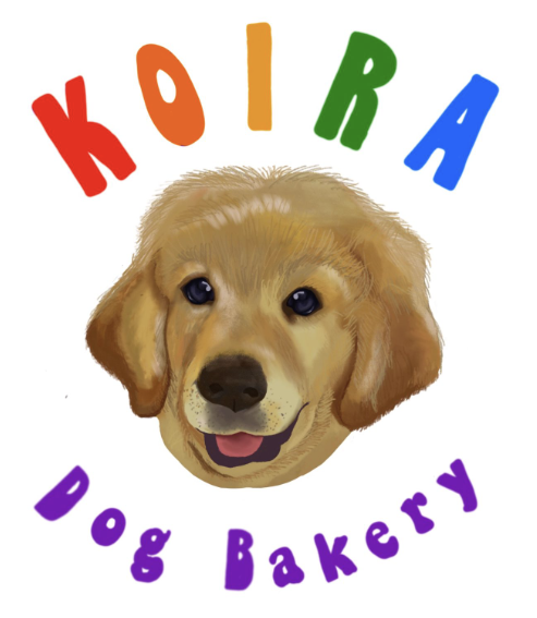 Koira Dog Bakery logo. Head of a golden retriever with the words, "Koira Dog Bakery" around it.